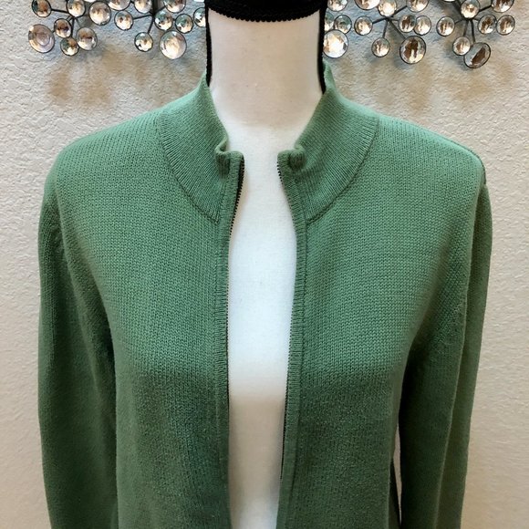 Classic 90s Pea Green Cotton Jacket - Size Women's M - Picture 3 of 7